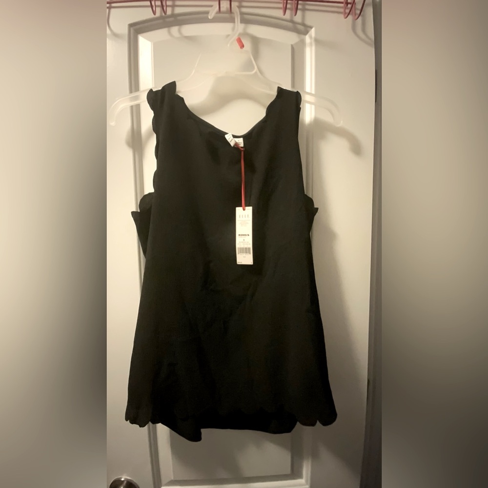 Elle NWT Dress Ruffle Sleeveless Light Dress Shirt Under Tank Blouse